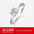 Elegant 925 sterling silver solitaire ring with a brilliant six-prong moissanite stone - R12939 Four-prong One-carat Ring / US Size 7
