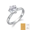 Elegant 925 sterling silver six-prong round moissanite solitaire ring with GRA report document - 5-carat Six-prong Closed Ring (with Gra Certificate) / US Size 7