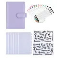 Paarse A6 PU-leren budgetbinder set met 6-gaats mappen en gekleurde budgetbladen - Paarse Sieradenset