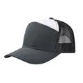 Vista dettagliata del cappello trucker a 7 pannelli grigio con rete traspirante - Regolabile / Grigio Scuro + Bianco
