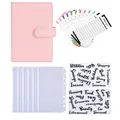 Roze PU-lederen A6 budgetplanner set met ritsvakken en diverse stickers - Roze Sieradenset