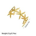 Detailed view of gold starfish open cuff bracelet with weight and size specs - Linked Starfish Style (YY110)