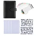 A6 PU leather budget binder set with 6 rings, zipper pockets and budget sheets - Black Zirconia Set