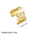Detailed view of gold coral-style stainless steel cuff with size and weight data - Coral Branch Design (YY111)