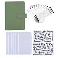 Sage green PU leather A6 budget binder set with zipper envelopes and stickers - Matcha Green Set