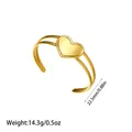 Detailed product view of a gold stainless steel heart bangle with dimensions and weight - Solid Heart Style (YY120)