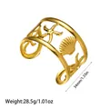 Detail showing measurements of the gold stainless steel starfish and shell cuff. - Starfish Shell Hollow Style (YY125)