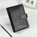 Premium black PU leather A5 A6 6-ring binder notebook with magnetic strap closure - Black Cover