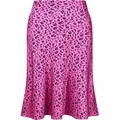 Elegant high-waisted pink leopard print fishtail satin midi skirt for women 2025 - M / Rose Red