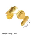 Detailed view of gold stainless steel shell bangle with weight and size specs - Continuous Shell Wide Style (YY127)