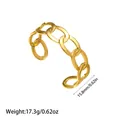 Gold minimalist stainless steel open chain link bracelet with size and weight details - Oval Chain Design (YY131)