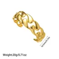 Close-up of 18.5mm wide polished gold titanium steel cuff bracelet with weight details - Water Drop Link Woven Style (YY133)