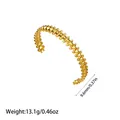 Minimalist gold-plated titanium steel studded open cuff bracelet for men and women - 3D Spike Texture (YY146)