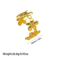 Minimalist gold floral titanium steel open bangle bracelet with 30mm width details - Five Petal Polished Style (YY147)