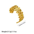 Gold-plated floral stainless steel cuff bangle with a minimalist adjustable open design - Floral Cluster Style (YY148)