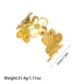 Gold-plated titanium steel flower cuff bracelet with weight and dimension details - Mirror Floral Patchwork Style (YY150)