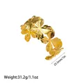 Gold floral stainless steel open cuff bracelet, 31.2g weight, 25.5mm wide design - Relief Four Petal Flower (YY153)