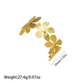 Minimalist golden stainless steel open bangle with three detailed textured flowers - Radiant Triple Flowers (YY155)