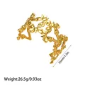 Gold-plated floral openwork stainless steel cuff bracelet with 33mm width and 26.5g weight - Minimalist Floral Hollow Style (YY157)
