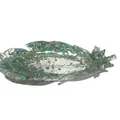 Leaf-shaped resin tray with green natural crystal crushed stones for jewelry storage - Amazonite Feather Tray (24.5*11.5*4cm)