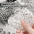 Clear handmade squishy decompression stress ball with glass beads for anxiety relief - Transparent White Moonlight