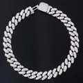 Iced-out moissanite Cuban link bracelet in 925 silver finish for hip-hop style - 20 Inches (50.8cm) / 6mm Width