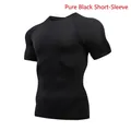 T-shirt de compression sport pour hommes hautement élastique pour le fitness noir - S / Noir