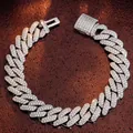 925 silver moissanite iced out cuban link bracelet for men and women hip hop jewelry - 20 Inches (50.8cm) / 10mm Chain Width