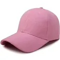 Classic solid pink adjustable baseball cap for outdoor sports and sun protection - Adjustable / Pink