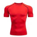Rotes Kompressions-Sportshirt für Herren mit hoher Elastizität und schnelltrocknend - S / Rot