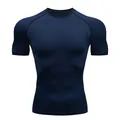 Herren Sport Kompressions-T-Shirt in Dunkelblau, schnelltrocknend und hochelastisch - S / Marineblau