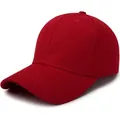Classic plain red baseball cap sports sun hat with adjustable strap for outdoor use - Adjustable / Red