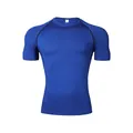 Blaues Herren Kompressions-Sport-T-Shirt aus hochelastischem, schnelltrocknendem Gewebe - 3XL / Blau