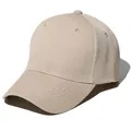 Classic plain solid color baseball cap in khaki beige finish for outdoor sports wear - Adjustable / Khaki