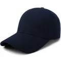 Classic navy blue plain cotton baseball cap for outdoor sports and sun protection. - Adjustable / Navy Blue