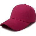 Adjustable solid magenta pink blank baseball cap with curved brim for outdoor sports protection - Adjustable / Rose Red