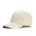 Classic plain baseball cap in solid cream color, breathable outdoor sports sun hat - Adjustable / Light Beige