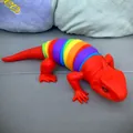 Vibrant rainbow 3D printed lizard fidget toy for stress relief and sensory fun - 24cm Long (Without Packaging) / Red