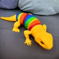 Rainbow articulated plastic lizard fidget toy with colorful segmented body detail - 24cm Long (Without Packaging) / Yellow