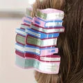 Acrylic hair shark clip with colorful stacked books design and pearlescent texture for back to school. - Pink Blue Book Style