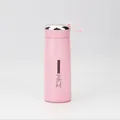 Sleek pink vacuum flask portable water bottle with stylish handle and metallic lid design - 401-500ml / Pink
