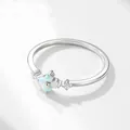 Elegant S925 sterling silver flower ring with white opals in a four-leaf clover design. - US 5 / Silver