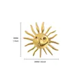 Dimensioni della spilla a forma di sole in acciaio inossidabile dorato - Stile Vintage Rilievo Viso del Sole (G12327)