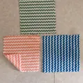 Set of three coral fleece cleaning cloths with colorful wave patterns for kitchen. - 22*22cm / Blue