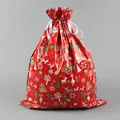 Festive red Christmas drawstring gift bag with reindeer and snowflake patterns - Christmas Tree (44*57cm)