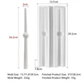 White silicone mold for long pole aromatherapy candles with size and weight details - Segmented Geometric Style (J-523)