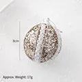 8cm gold glitter Christmas ball ornament with sparkling sequins and white wavy pattern - Champagne Beaded Lace Ball