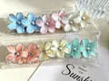 Assorted frangipani flower hair claw clips in soft pastel colors for beach resort style - 4.5cm Silver Edge Five-Petal Transparent (6 Colors)