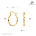 Detailed size map of gold S925 sterling silver hoop earrings with weight - 20mm / 925 Silver Yellow Gold Plated