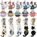Cute assorted enamel cat charms for DIY jewelry making and crafts - 20pcs Mixed Drip Oil Printed Cats (SN1746)